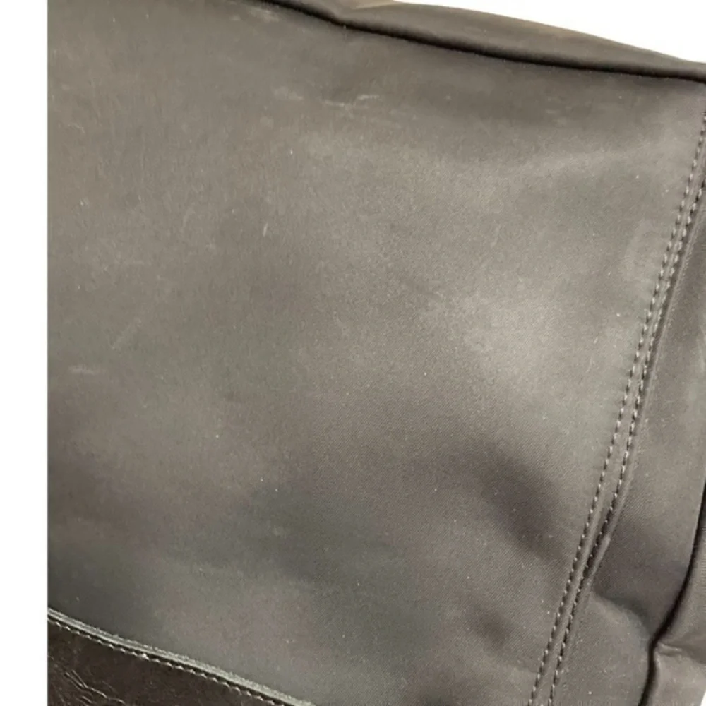 Longchamp unisex black nylon and leather side pack messenger bag